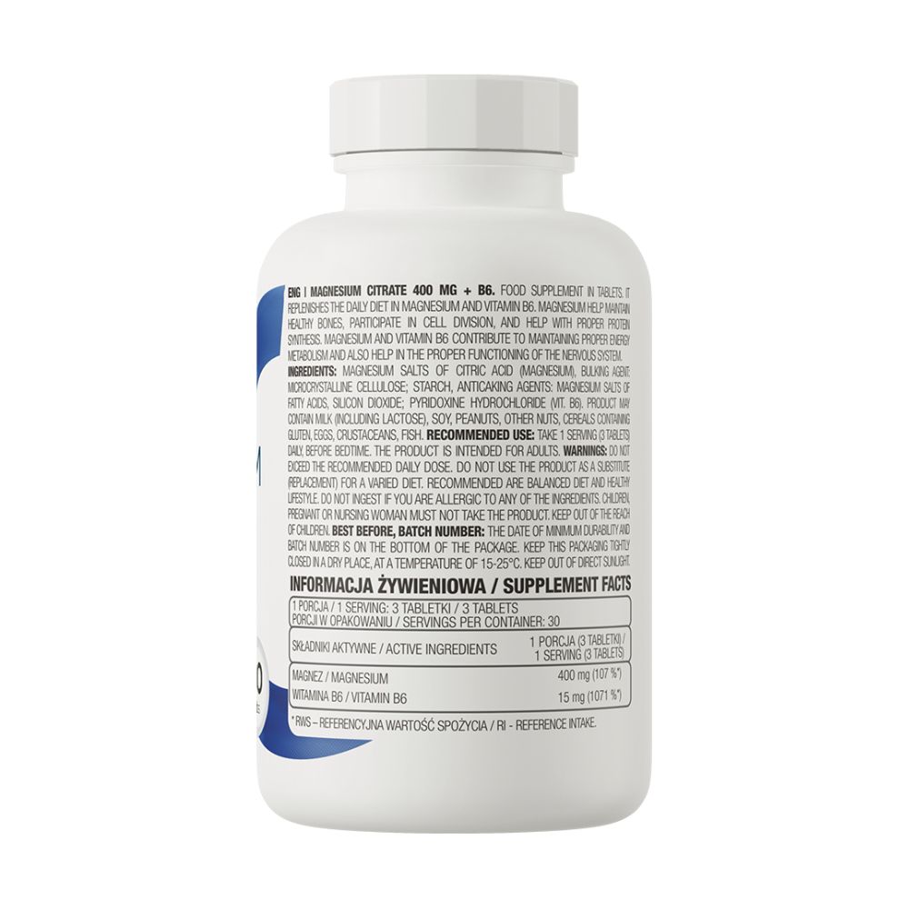 OstroVit Magnesiumsitraatti 400mg + B6 - 90 tablettia - Image 2