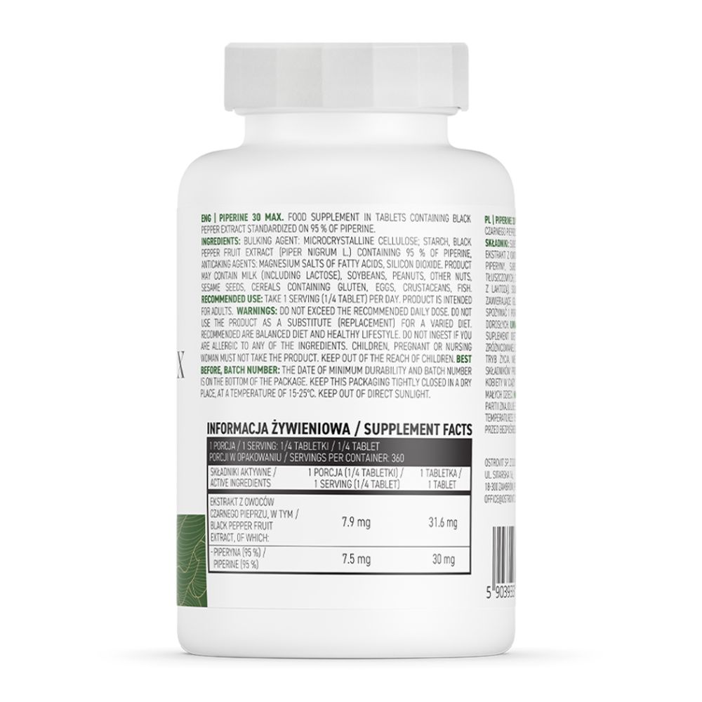 OstroVit Piperine MAX 30mg VEGE 90 tablettia - Image 2