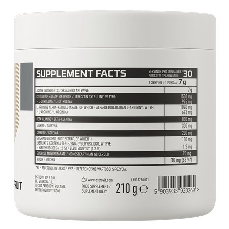 OstroVit Endurance Pre-Workout 210g grapefruit - Image 2