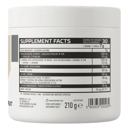 OstroVit Endurance Pre-Workout 210g grapefruit - Image 2